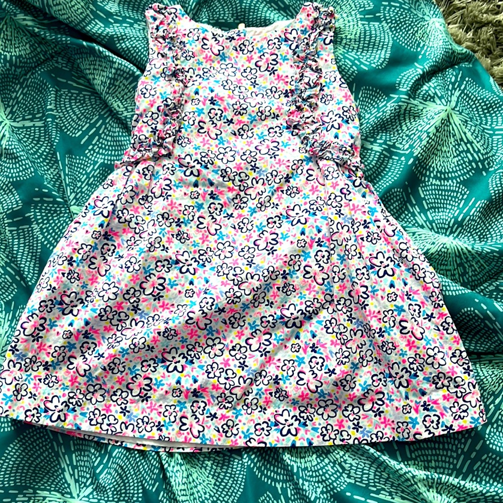 Girls Lilly Pulitzer sleeveless lined back zipper dress with ruffle and flowers